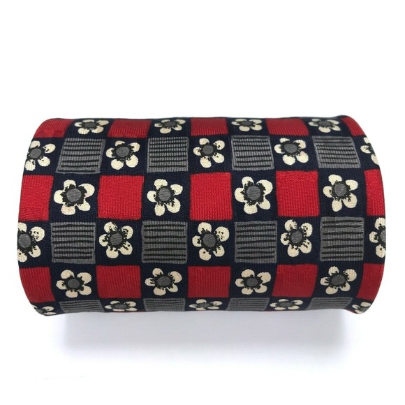 Robert Talbott Studio Nordstrom Silk Hand-sewn Red Navy Beige Floral Necktie 57" - Picture 2 of 10